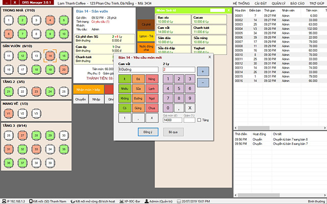 Phần mềm quản lý cafe DRS Manager