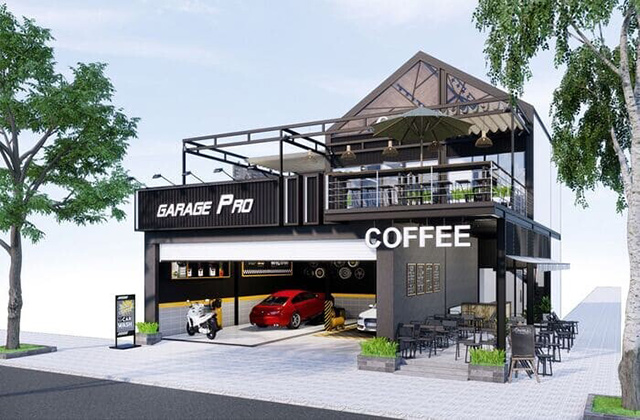 Quán cafe nhỏ kết hợp bán cafe và rửa xe