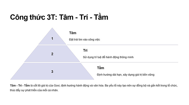 Bộ công thức 3T, giá trị cốt lõi của Govi